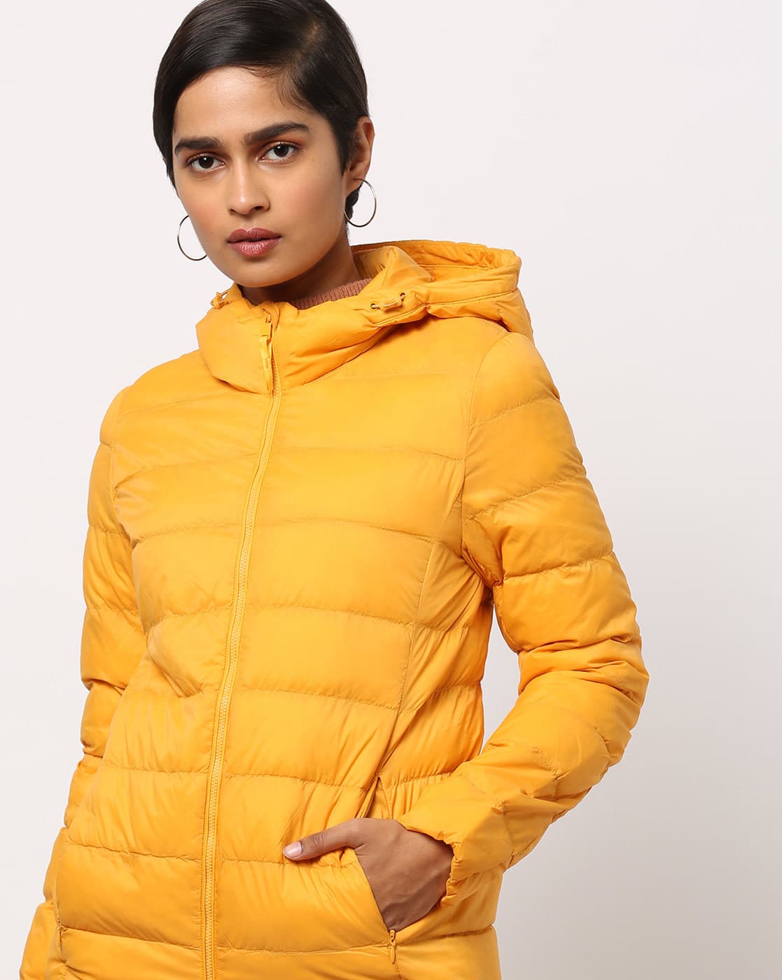 yellow hooded jacket