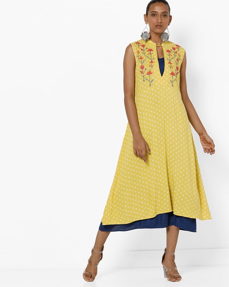 Myntra double 2025 layer kurti