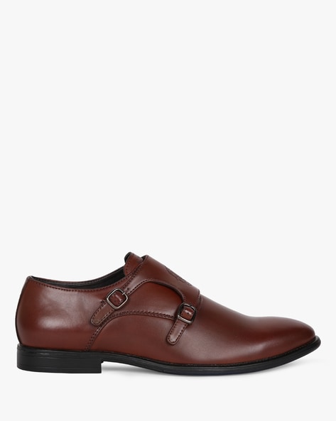 Plain Toe Dual Strap Monk Shoes