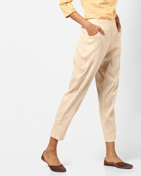 Buy Beige Trousers & Pants for Women by ELLE Online | Ajio.com