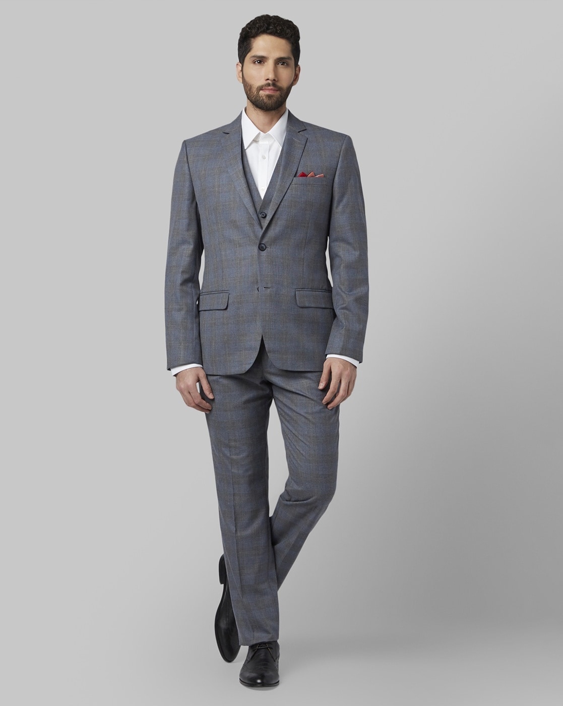 Buy Men Grey Slim Fit Solid Formal Two Piece Suit Online - 711205 | Allen  Solly