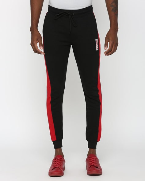 skult by shahid kapoor black %26 red men joggers with contrast stripes