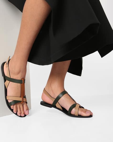 olive green flat sandals