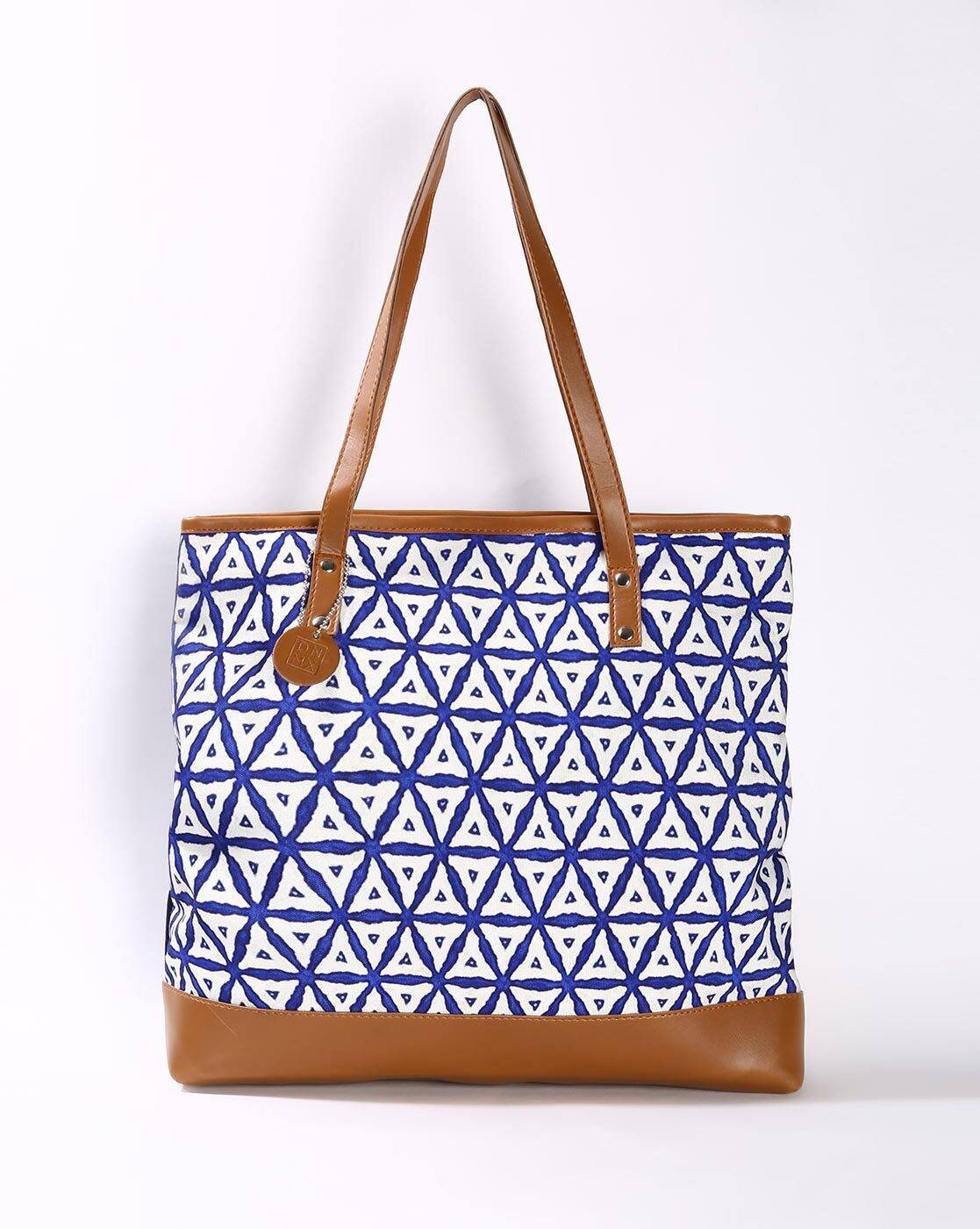 geometric print tote bag
