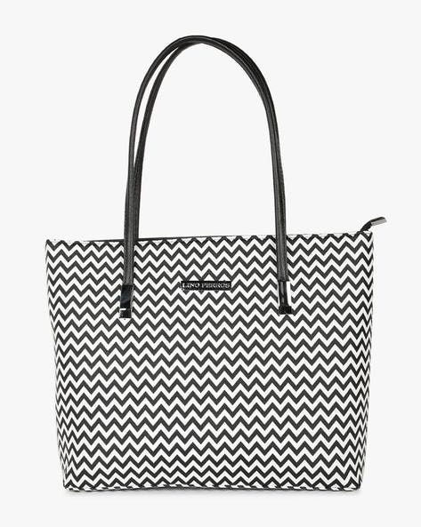 black and white tote handbag