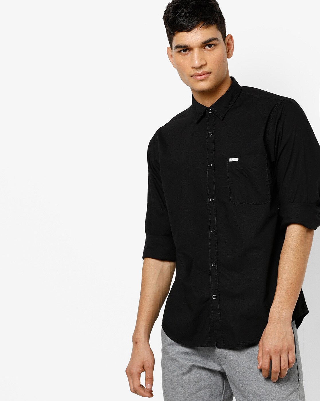 Buy Pepe Jeans Black Printed Long Sleeve Shirt Online