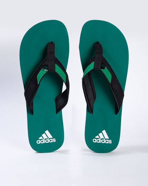 adidas flip flops green
