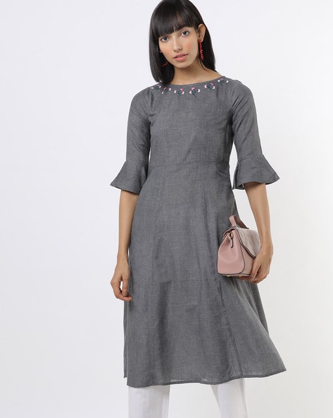 A-line Kurta with Bell Sleeves