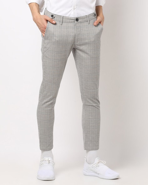 Mens Red Herring Big & Tall | Check Skinny Fit Formal Trousers Grey »  Elinfiernocordobes