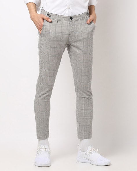 Light Grey Check Skinny Trousers