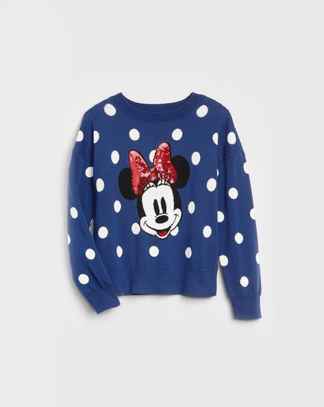 Minnie Mouse Patterned Knit Round Neck Sweater Minnie Mouse Patterned Knit Round Neck Sweater