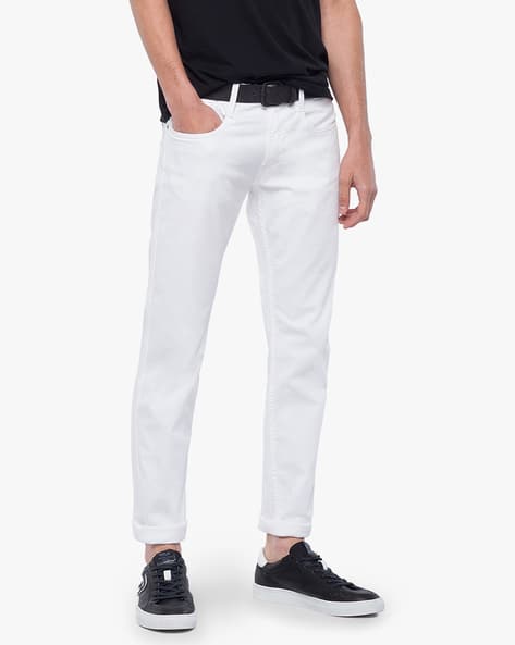 slim straight white jeans