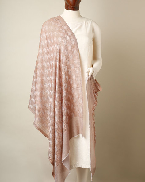 Paisley Print Shawl with Frayed Edge Price in India