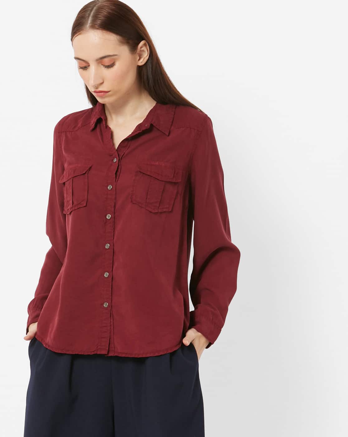 red denim shirt womens