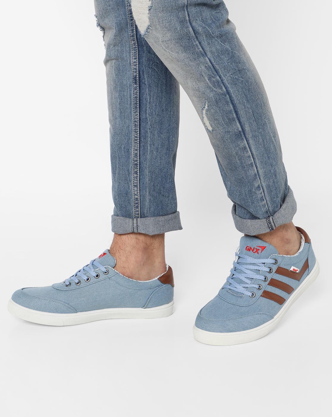 blue canvas lace up sneakers