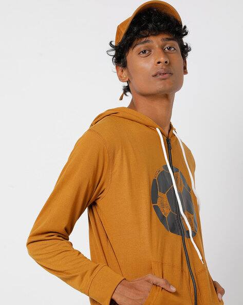 Graphic Print Zip-Front Hoodie