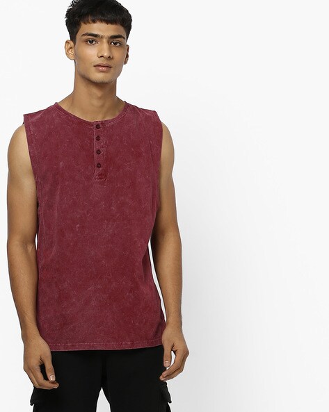 sleeveless henley mens