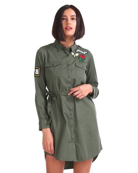 green button down dress