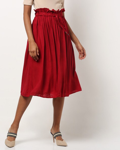 red paperbag skirt