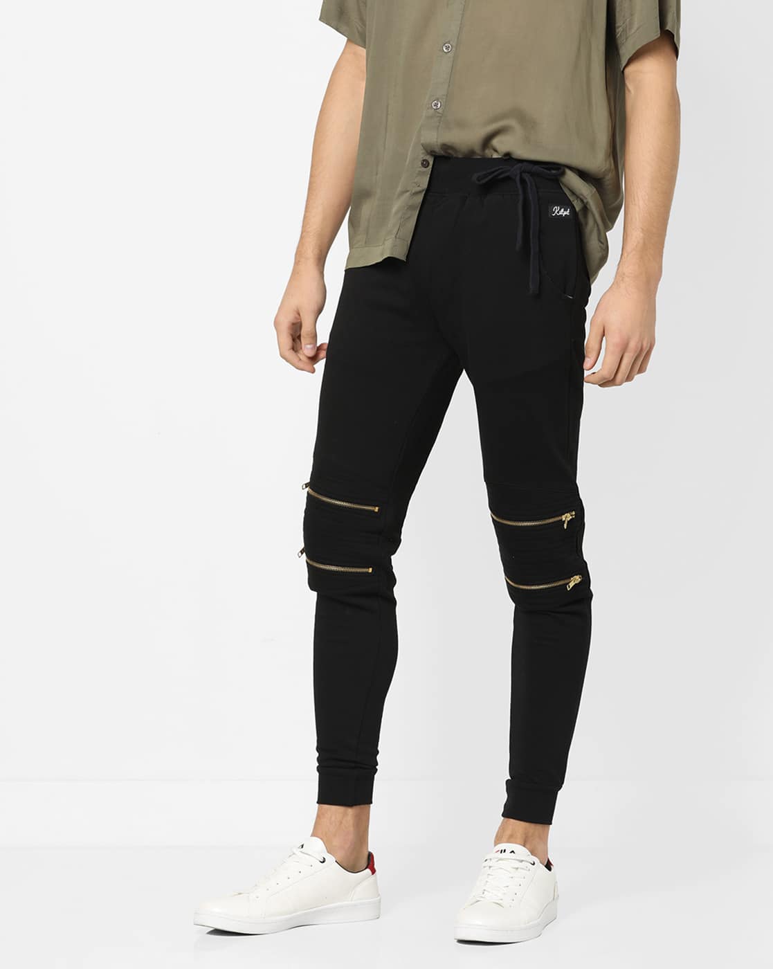 biker joggers with zippers