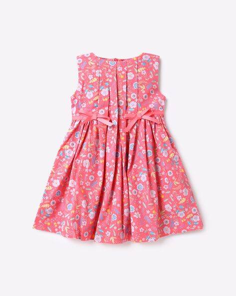 Floral Print Box-Pleated Fit Flare Dress
