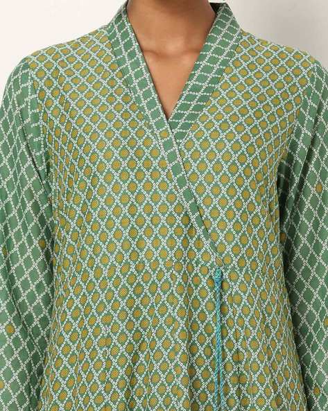 Printed Wrap-Style A-line Dress (Image - 3)