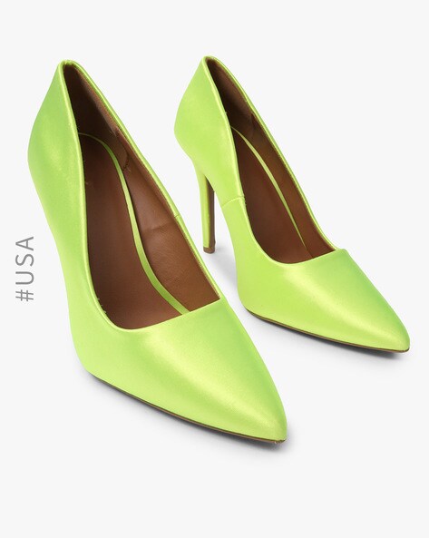 lime green pointed heels