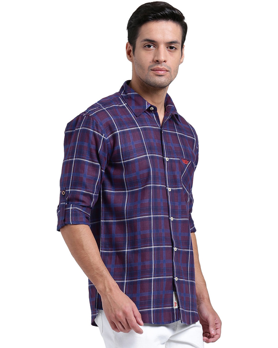 SUBCULTURE WOOL CHECK SHIRT / PURPLE