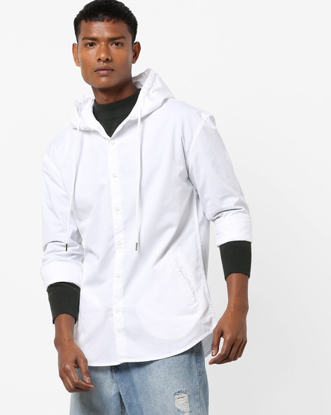 Hooded Shirt with Insert Pockets