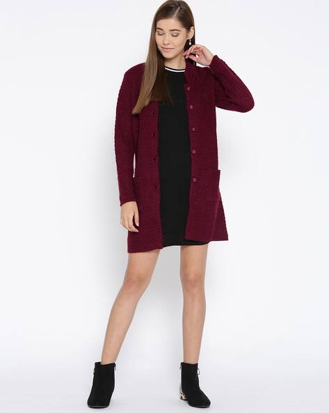 maroon cardigan womens