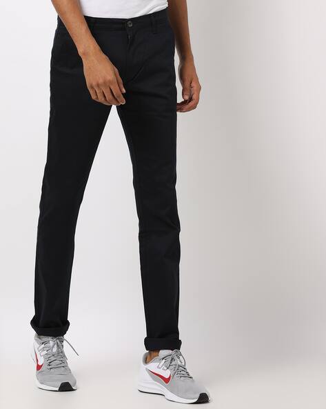 navy slim trousers