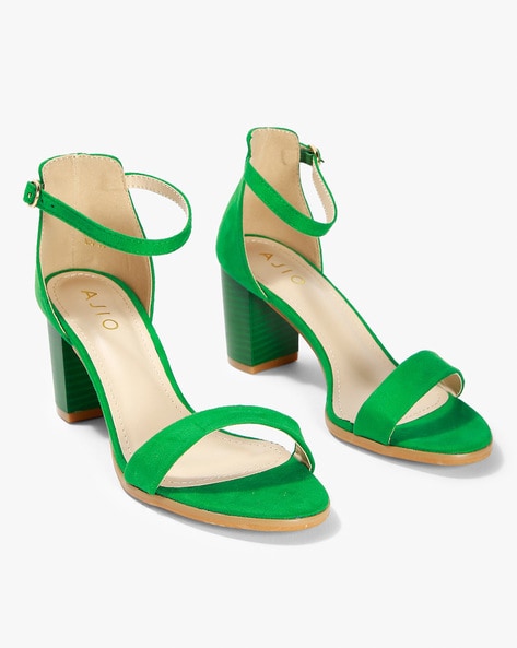 Green Heeled Sandals for Women by AJIO 