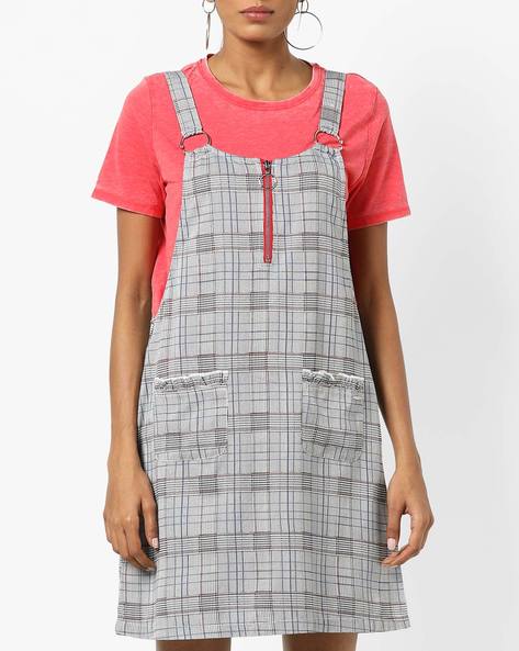 dungaree dress checked