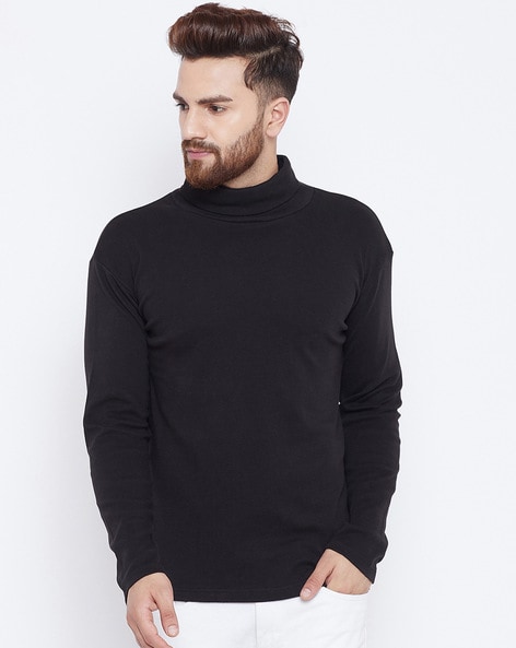 Hypernation Solid Regular Fit Turtle-Neck T-shirt