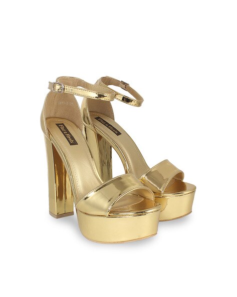 gold heels open toe