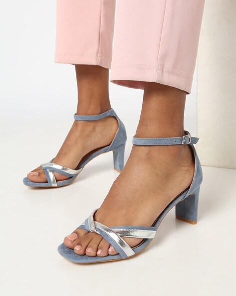 Blue Heeled Sandals for Women by AJIO 