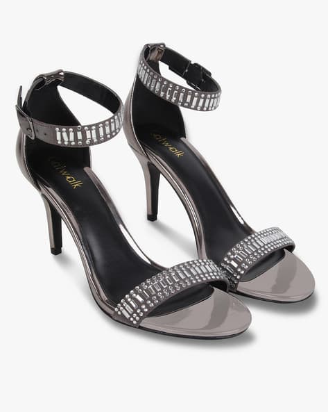 gunmetal heeled sandals