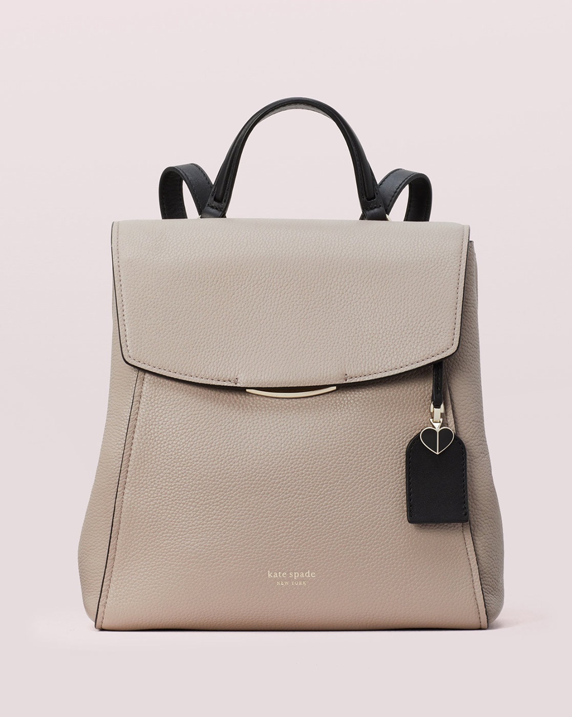 Grace Pebbled Leather Backpack with Push Lock Flap Closure