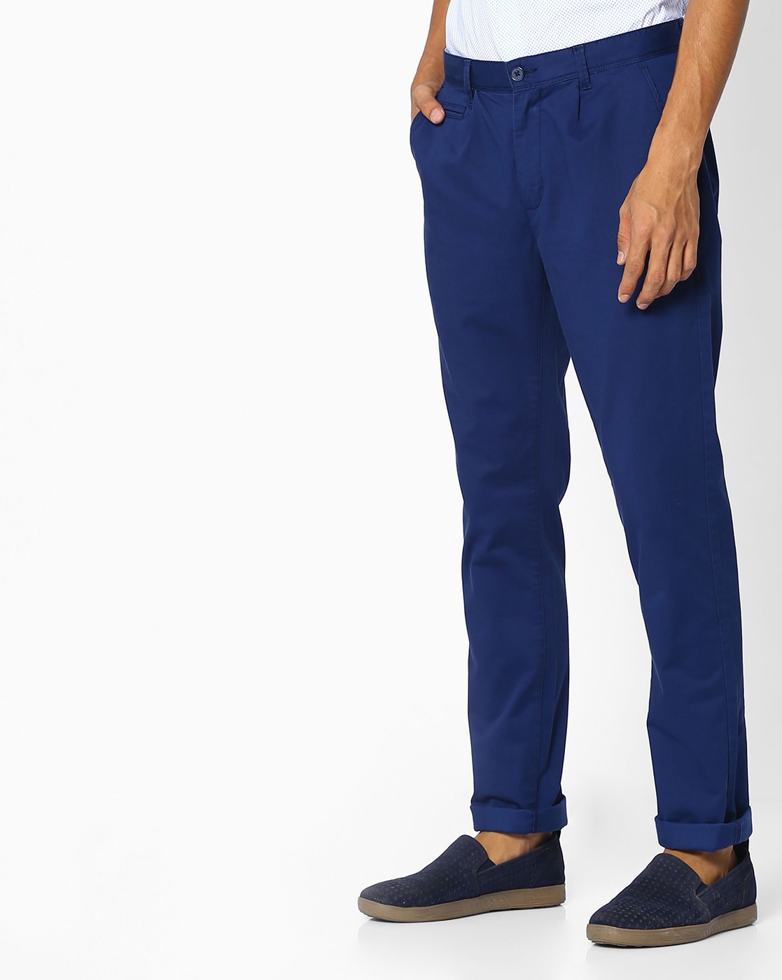 JadeBlue Casual Trousers  Buy JadeBlue Men Navy Blue Cotton Uno Fit Solid  Casual Trouser Online  Nykaa Fashion