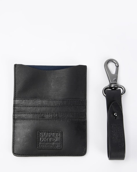 superdry leather travel wallet set