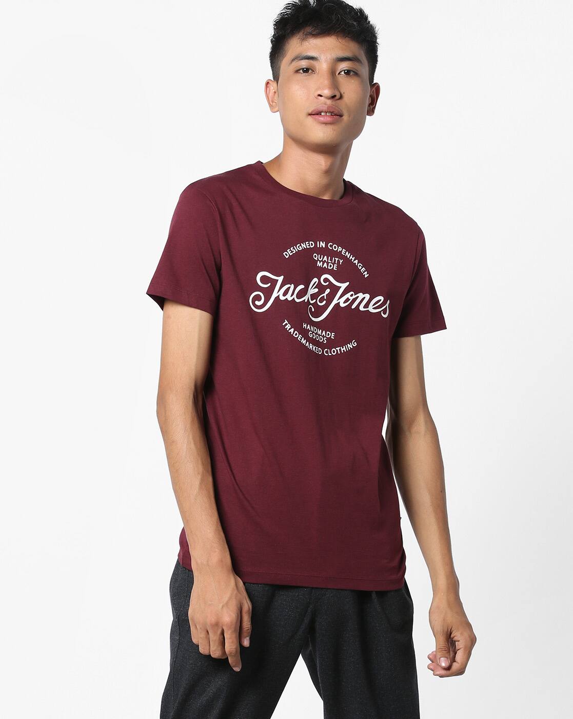 Maroon Tshirts for Men by Jack \u0026 Jones 