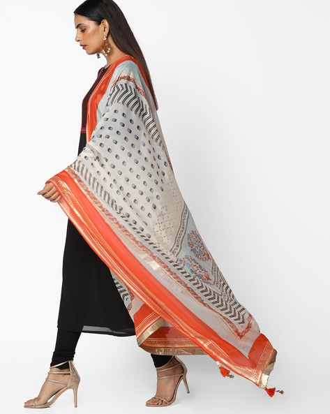 Printed Dupatta with Contrast Taping Price in India