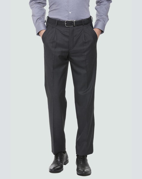 Louis Philippe Regular Fit Pleated Trousers