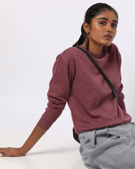 maroon crewneck sweatshirt womens