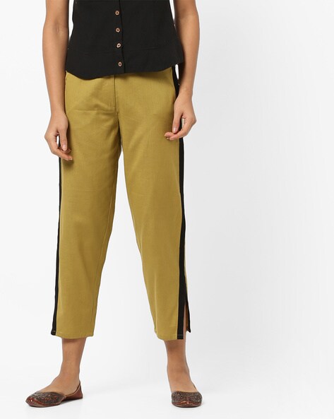 Tapered Ankle-Length Pants with Contrast Taping Price in India