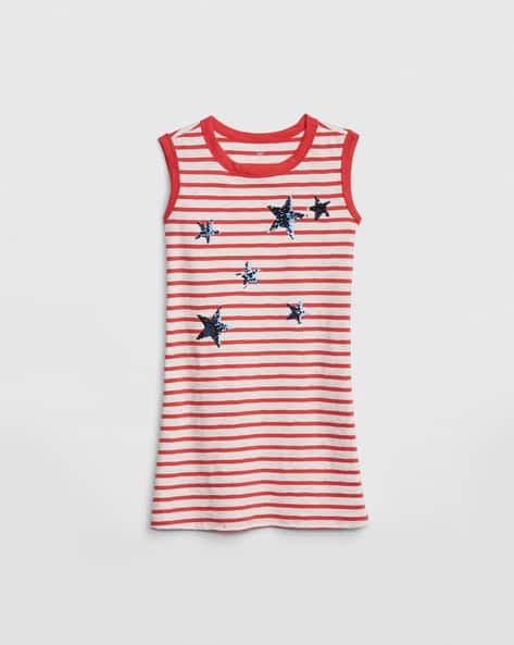 Striped T-shirt Dress with Embellishments