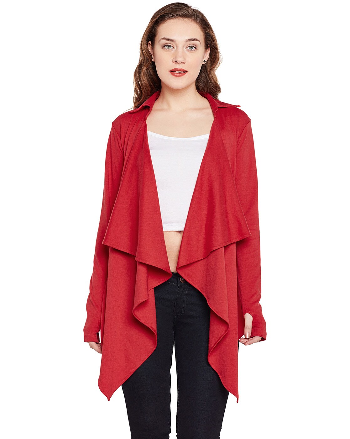 red shrug cardigan
