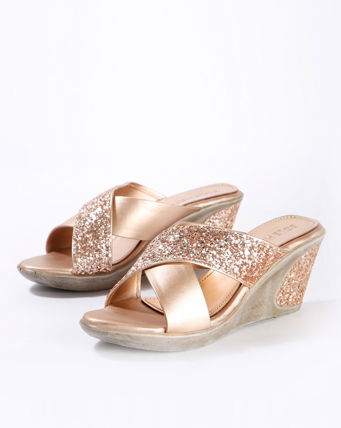rose gold wedge shoes