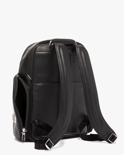 Tumi black 2025 leather backpack