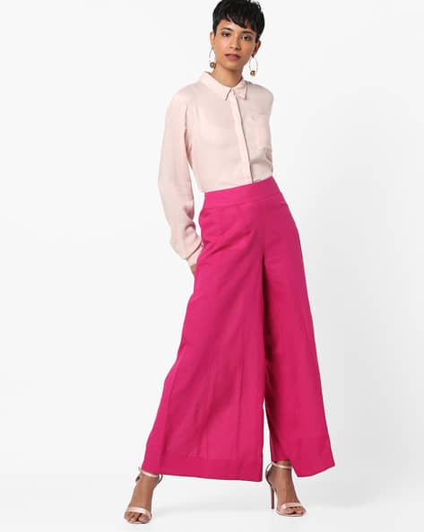 magenta wide leg pants
